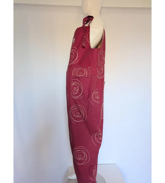 Upcycled Tie-Top Dungarees: Fushia pink, Plus Size 22