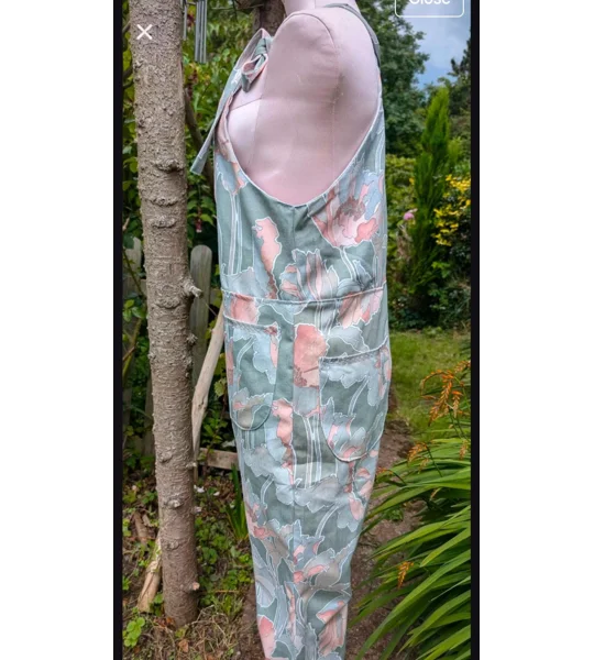 Dungarees size 10 floral, reworked upcycled textiles