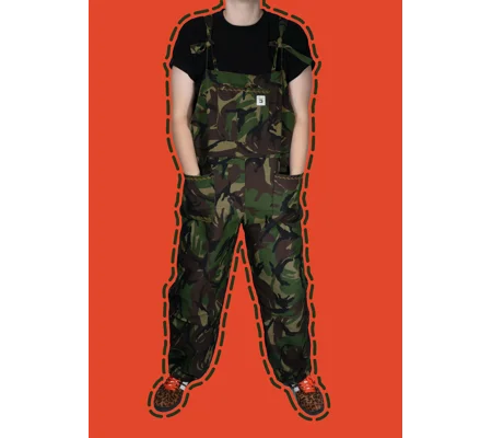 Camouflage Dungarees, handmade reworked(various sizes).