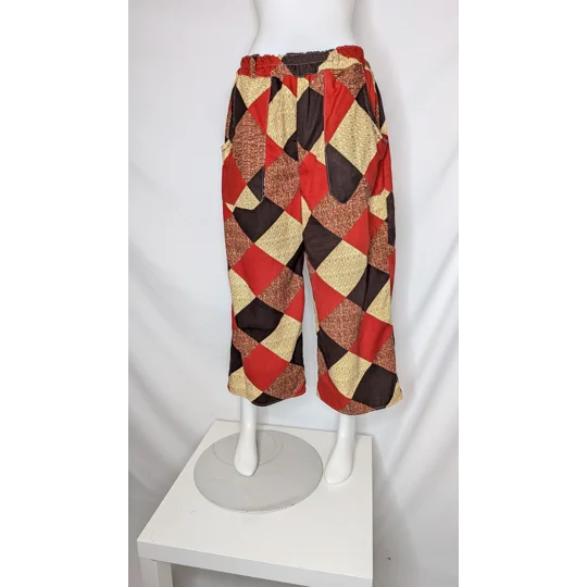 Reworked warm relaxed crop Leg Trousers: Size 14 halequin diamond
