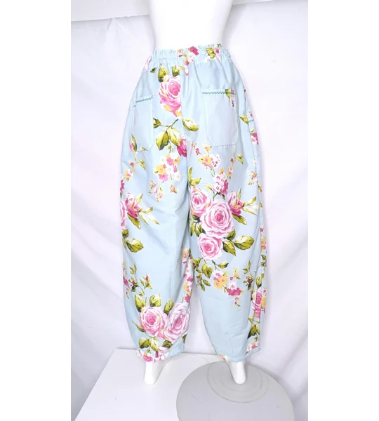 Reworked barrel Leg Trousers: Size 16 kitch summer rose