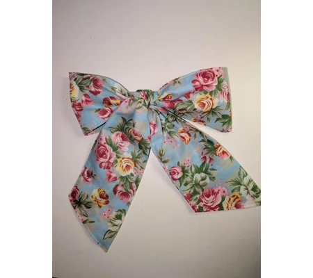 Upcycled Fabric Barrette Hair Giant Feminine bow: vintage floral hair decoration