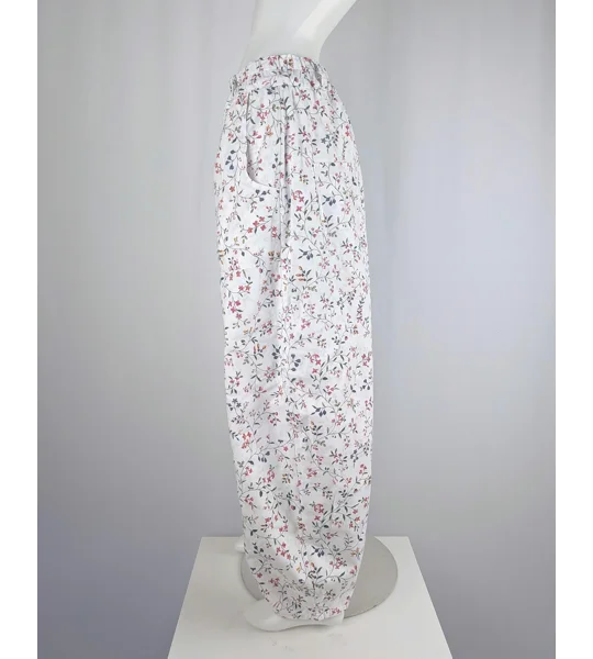 Reworked barrel Leg Trousers: Size 18 floral white