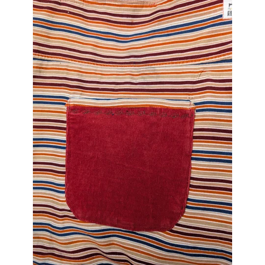 Striped Corduroy Tote Bag: Embroidered Detail, Upcycled Textiles