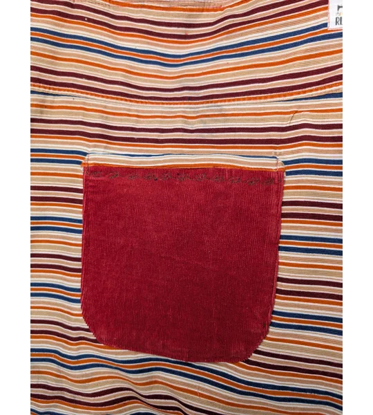 Striped Corduroy Tote Bag: Embroidered Detail, Upcycled Textiles