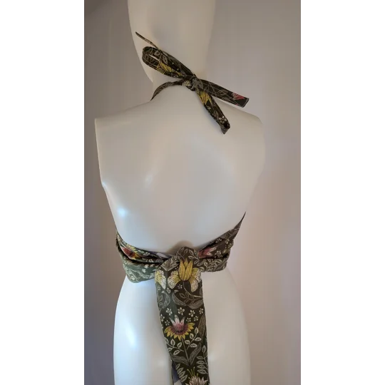 Reversible Cropped Halter Top: check and william Tie Back