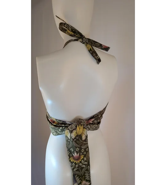 Reversible Cropped Halter Top: check and william Tie Back