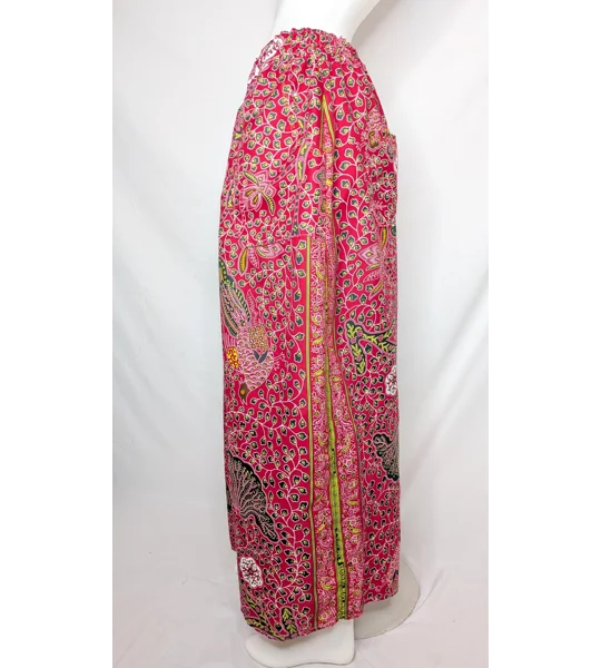 Cotton wide Leg Palazzo Trousers: Size 18 , fushia ethnic peacock