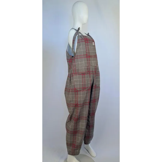 Dungarees size 12-check print- tie top overalls