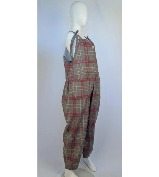 Dungarees size 12-check print- tie top overalls