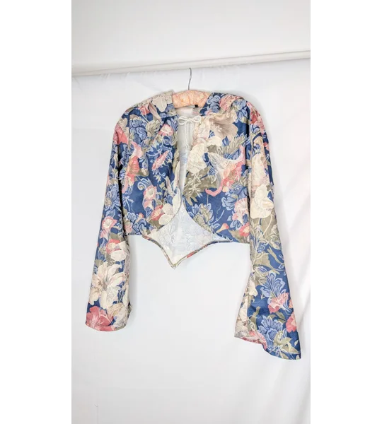 tapestry vintage style jacket: Unique Upcycled crop jacket, Size 16-18