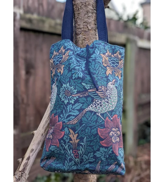 William Morris Style Floral Tote Bag: Upcycled Vintage Fabric