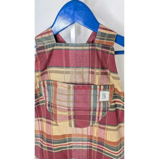 Kids dungarees age 3-4yrs, check plum