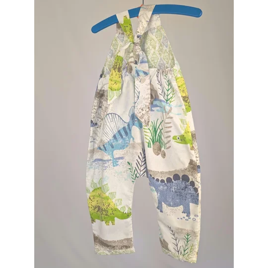 Dinosaur Dungarees, romper,(12-18m) sustainable children's gift.
