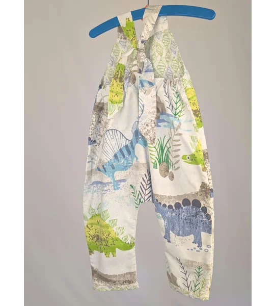 Dinosaur Dungarees, romper,(12-18m) sustainable children's gift.