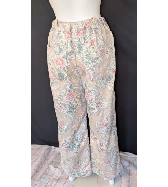 Floral Wide Leg Trousers: Size 16 Pants, reworked upcycled fashion