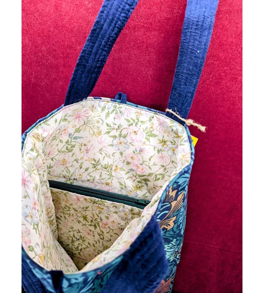 William Morris Style Floral Tote Bag: Upcycled Vintage Fabric