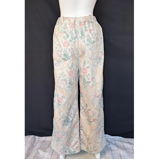 Floral Wide Leg Trousers: Size 16 Pants, reworked upcycled fashion