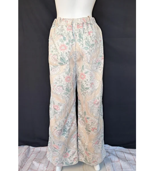 Floral Wide Leg Trousers: Size 16 Pants, reworked upcycled fashion