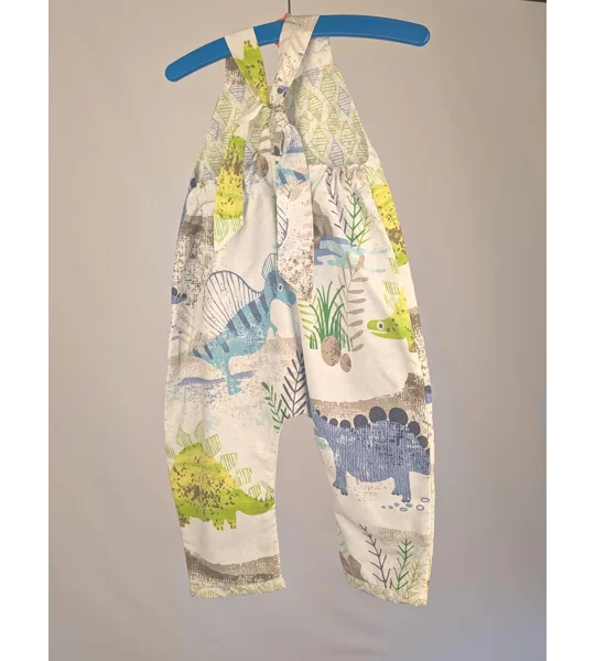 Dinosaur Dungarees, romper,(12-18m) sustainable children's gift.