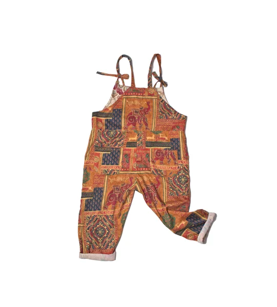 Indian Print Dungarees Size 20: Upcycled Plus Size Overalls