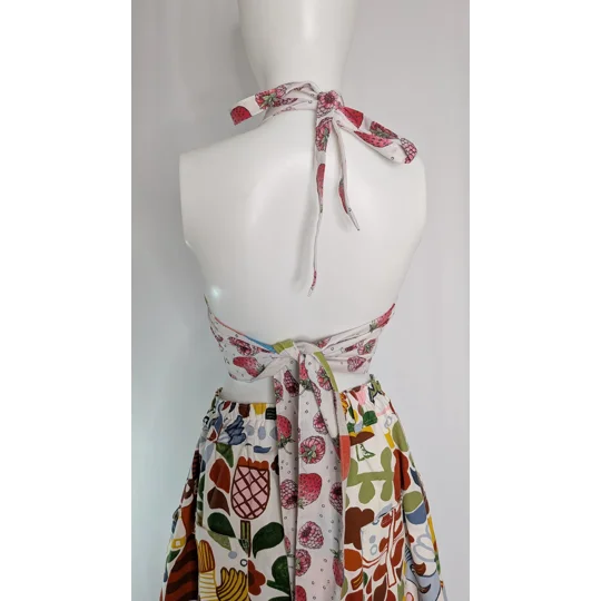 Reversible Cropped Halter Top: raspberry trifle