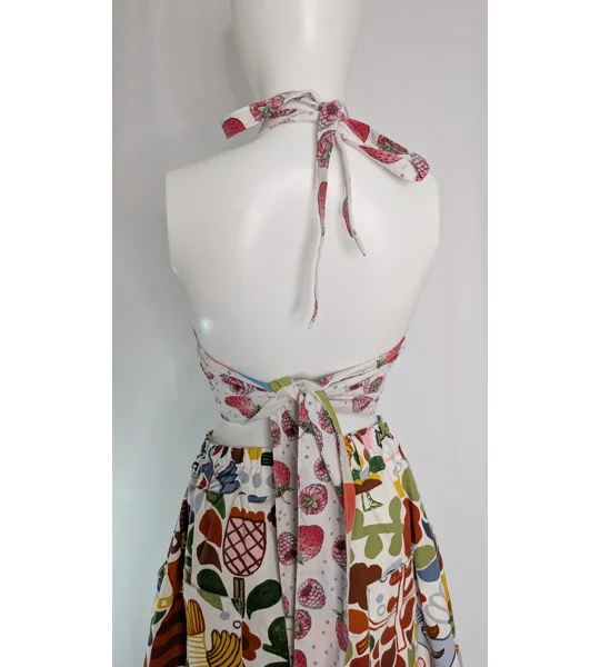Reversible Cropped Halter Top: raspberry trifle