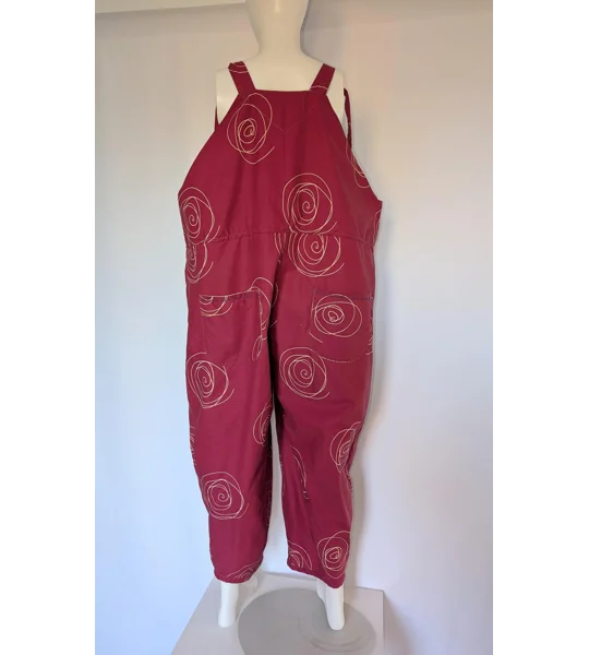 Upcycled Tie-Top Dungarees: Fushia pink, Plus Size 22