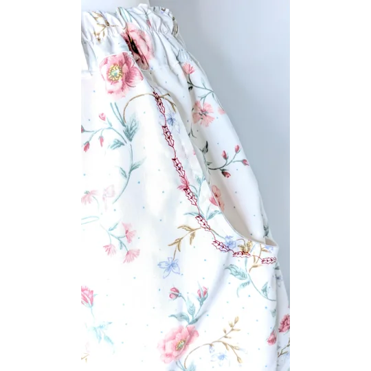 Reworked barrel Leg Trousers: Size 16, floral summer picnic