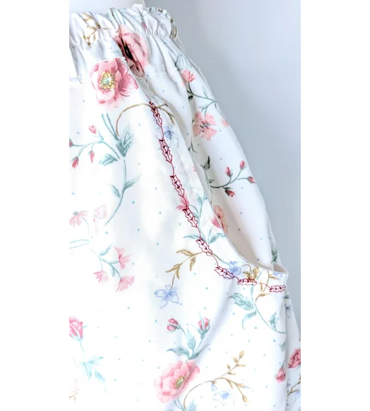 Reworked barrel Leg Trousers: Size 16, floral summer picnic