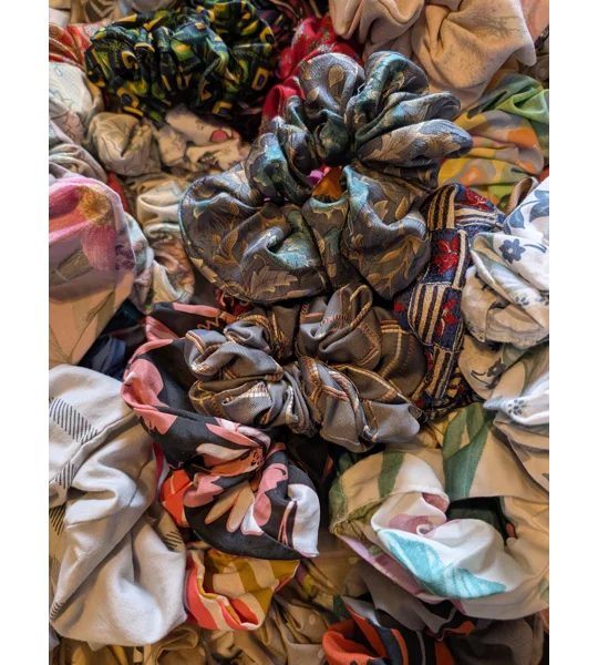 Handmade Scrunchie and hair tie Bundle: Sustainable Fabric Hair Ties - Surprise Mix