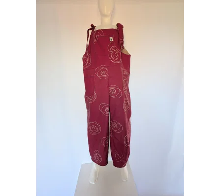 Upcycled Tie-Top Dungarees: Fushia pink, Plus Size 22