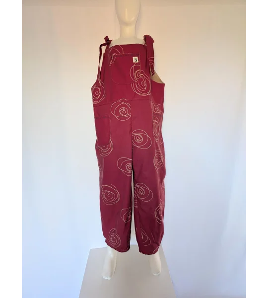 Upcycled Tie-Top Dungarees: Fushia pink, Plus Size 22
