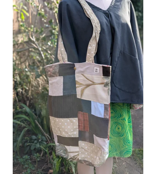Rustic shoulder Bag: Folksy Corduroy Patchwork