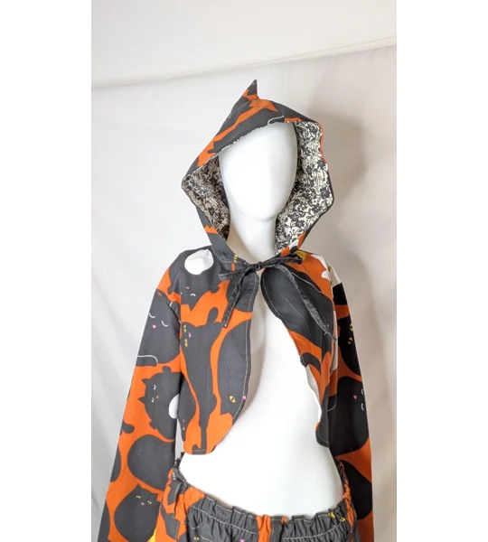 Pixie style jacket: Unique cats print crop jacket, Size 12