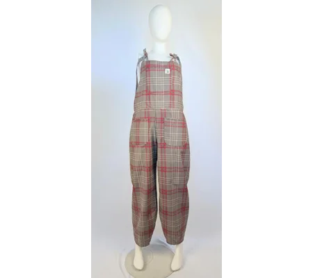 Dungarees size 12-check print- tie top overalls