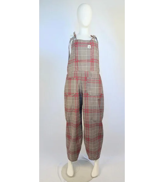Dungarees size 12-check print- tie top overalls