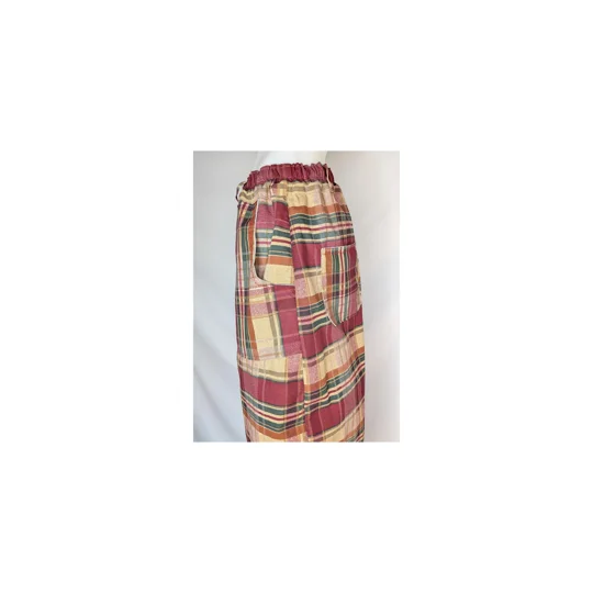 Reworked barrel Leg Trousers: Size 16 tartan plum
