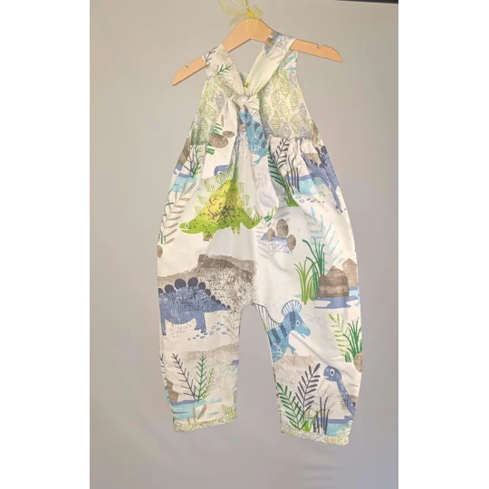 Dinosaur Dungarees, romper,(2-3y) sustainable children's gift.