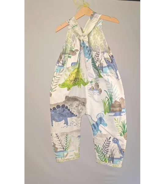Dinosaur Dungarees, romper,(2-3y) sustainable children's gift.