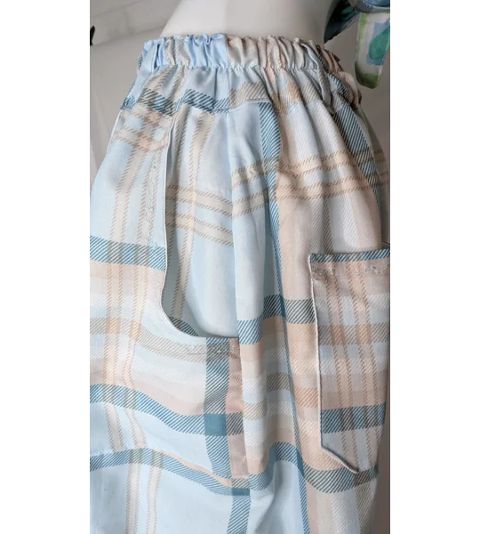 Reworked barrel Leg Trousers: Size 18 summer mist check