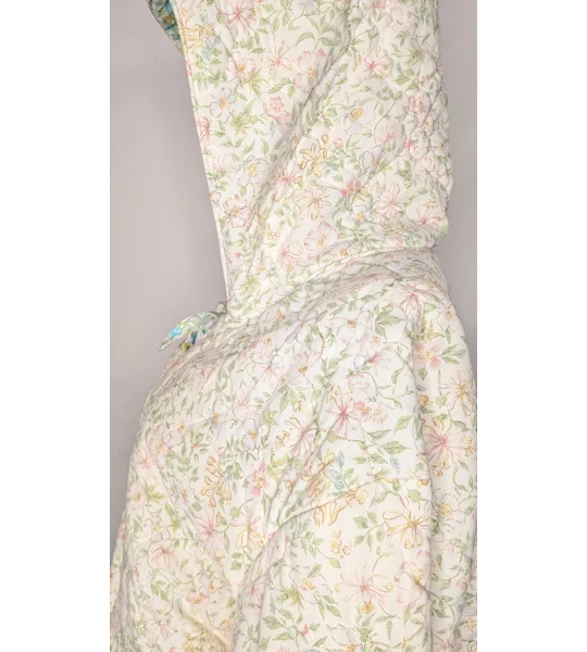 Handmade Vintage Textile Quilted Jacket: Ditsy Floral, Fairy Hood, Size 18