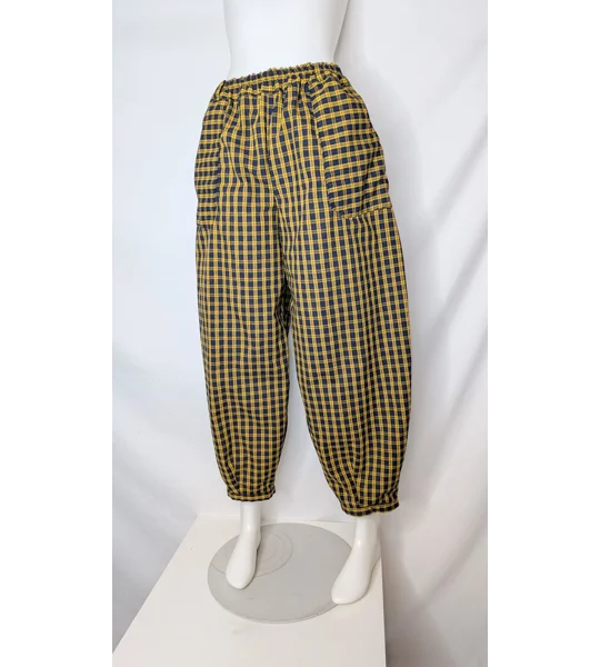 Reworked barrel Leg Trousers: Size 14 yellow check this out
