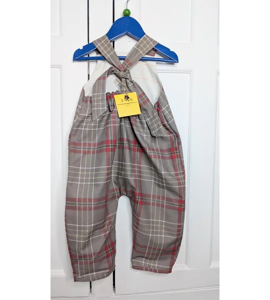 Kids Dungarees, preppy red check, Toddler (3-4 years)
