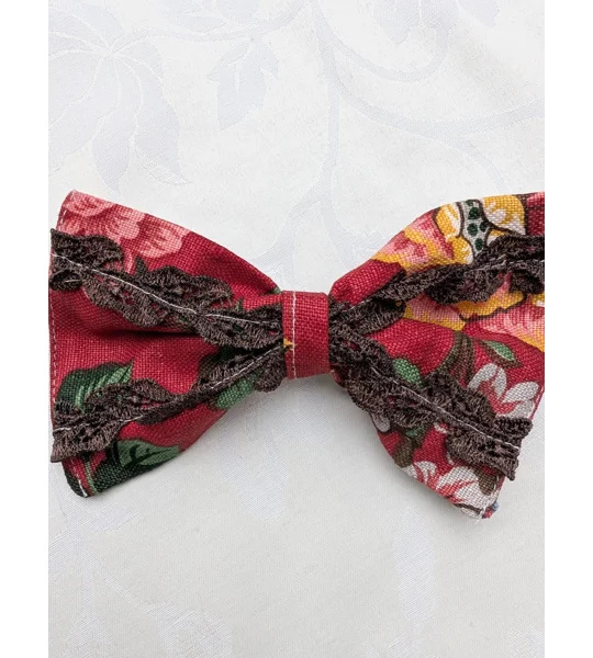 Upcycled Fabric Flower Barrette Hair bow: vintage floral hair decoration