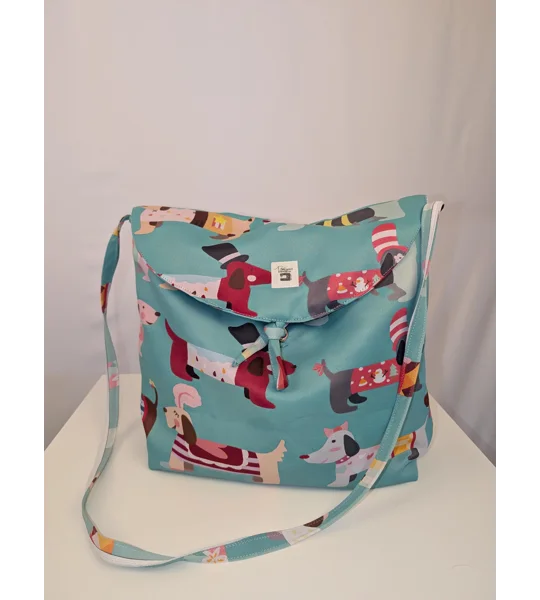 Unique shoulder Bag: Dachshund dogs print large parcel bag.