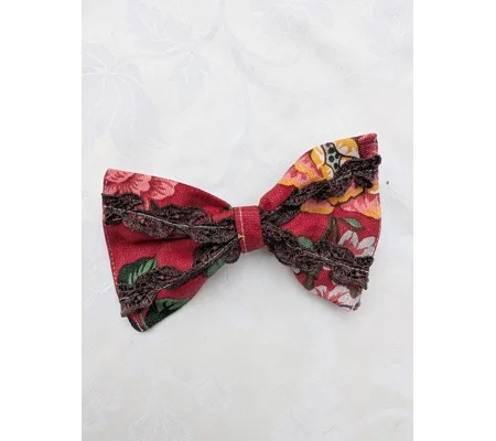 Upcycled Fabric Flower Barrette Hair bow: vintage floral hair decoration