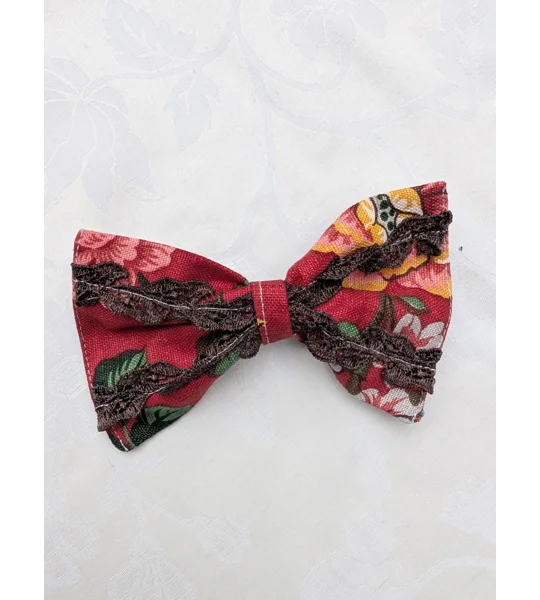 Upcycled Fabric Flower Barrette Hair bow: vintage floral hair decoration