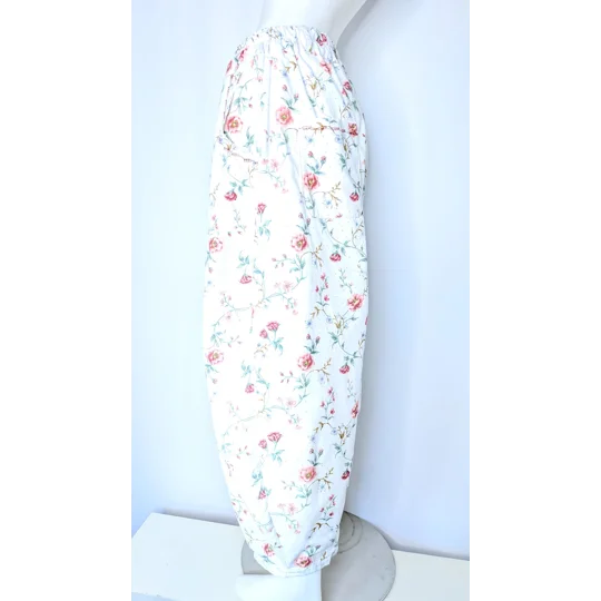 Reworked barrel Leg Trousers: Size 16, floral summer picnic