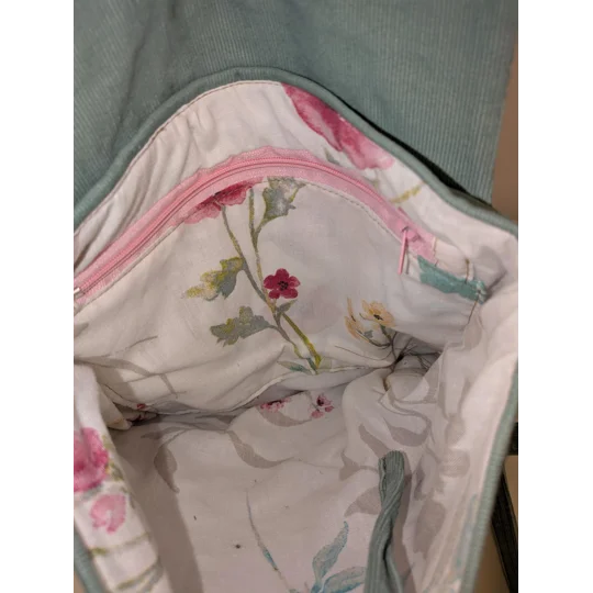 Mint green baby cord messenger bag